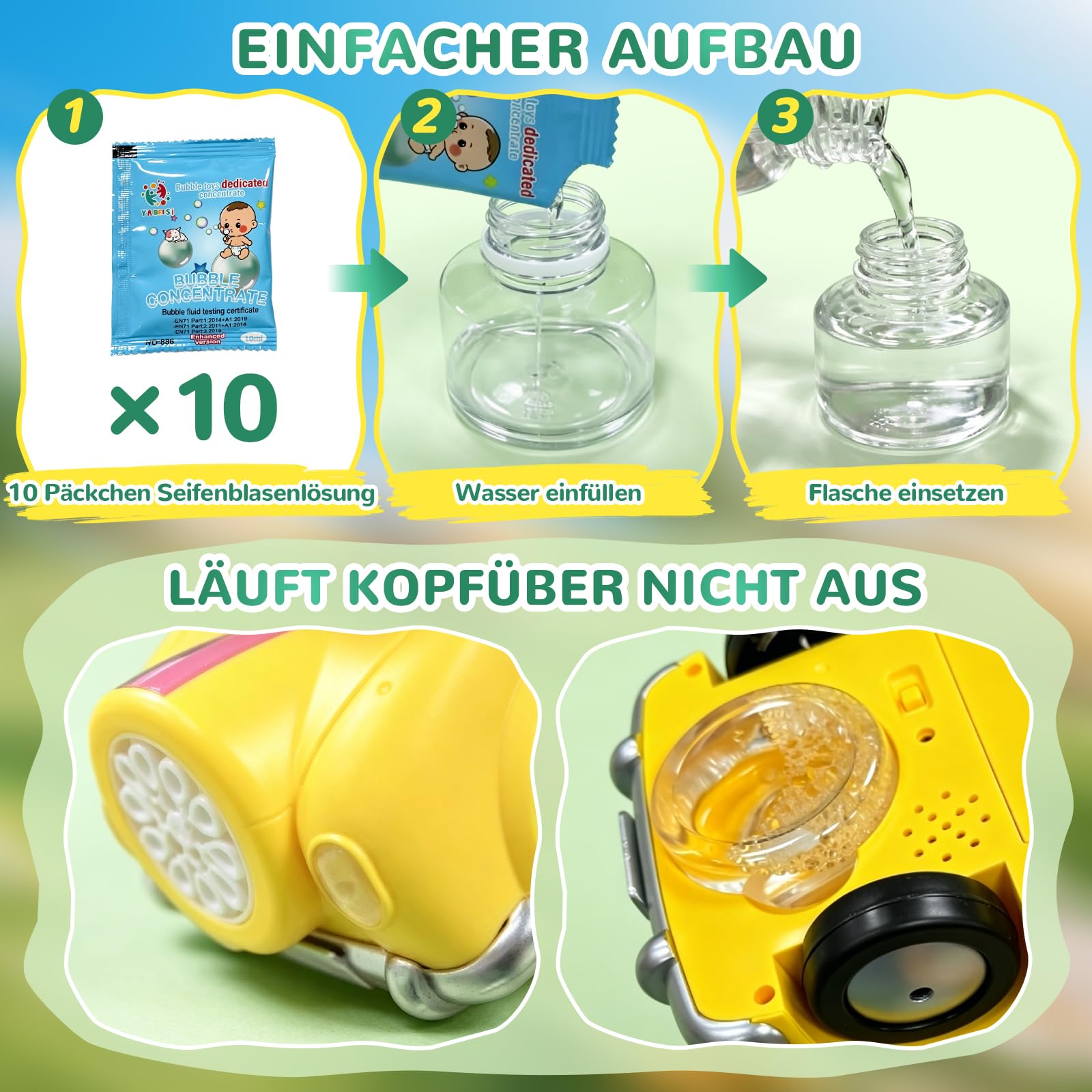 AZDYJL Ferngesteuertes Auto ab 4+ Jahre Kinder, RC Seifenblasenpistole Auto 4