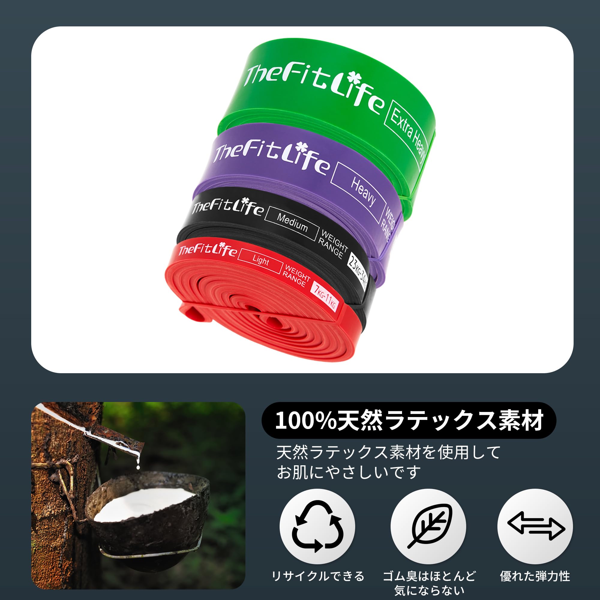 TheFitLife トレーニングチューブ 筋トレチューブ 懸垂チューブ