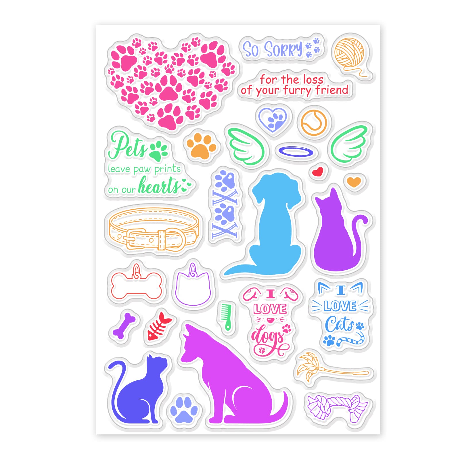 INFUNLY Pet Clear Stamps for Card Making Transparent Silicone Stamps St. Patrick's Day Dog Cat Rubber Stamps Seal for DIY Scrap-Booking Decoration Album Crafts Easter Card Decor
