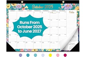 TAJA Desk Calendar 2026, 21 Months Calendar Runs from October 2025 to June 2027 - Large 17" x 12" Desktop/Wall Monthly Desk Planner for Home School, or Office - Floral