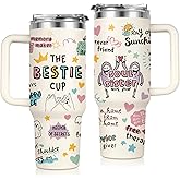 Shqiueos Best Friend Birthday Gifts for Women 40oz Tumbler with Handle and Lid Straw, Bestie Gifts for Her, Mothers Day Gift for Women Friendship, Soul Sisters Present Valentines Christmas Cup