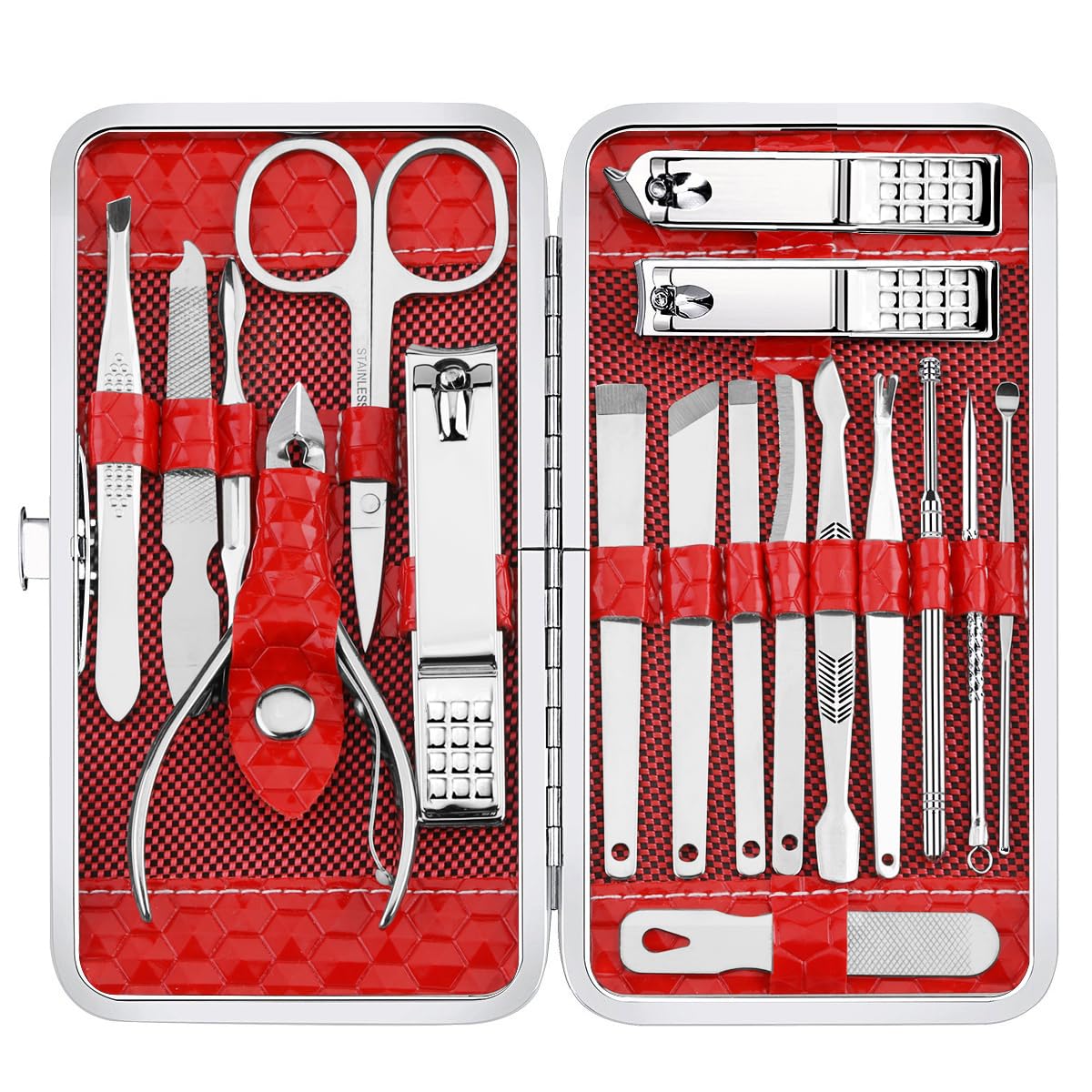 Photo 1 of Yougai Manicure Set 18 in 1 Nail Clippers, Stainless Steel Professional Grooming Kits, Nail Care Tools Pedicure kit with Luxurious Travel Case