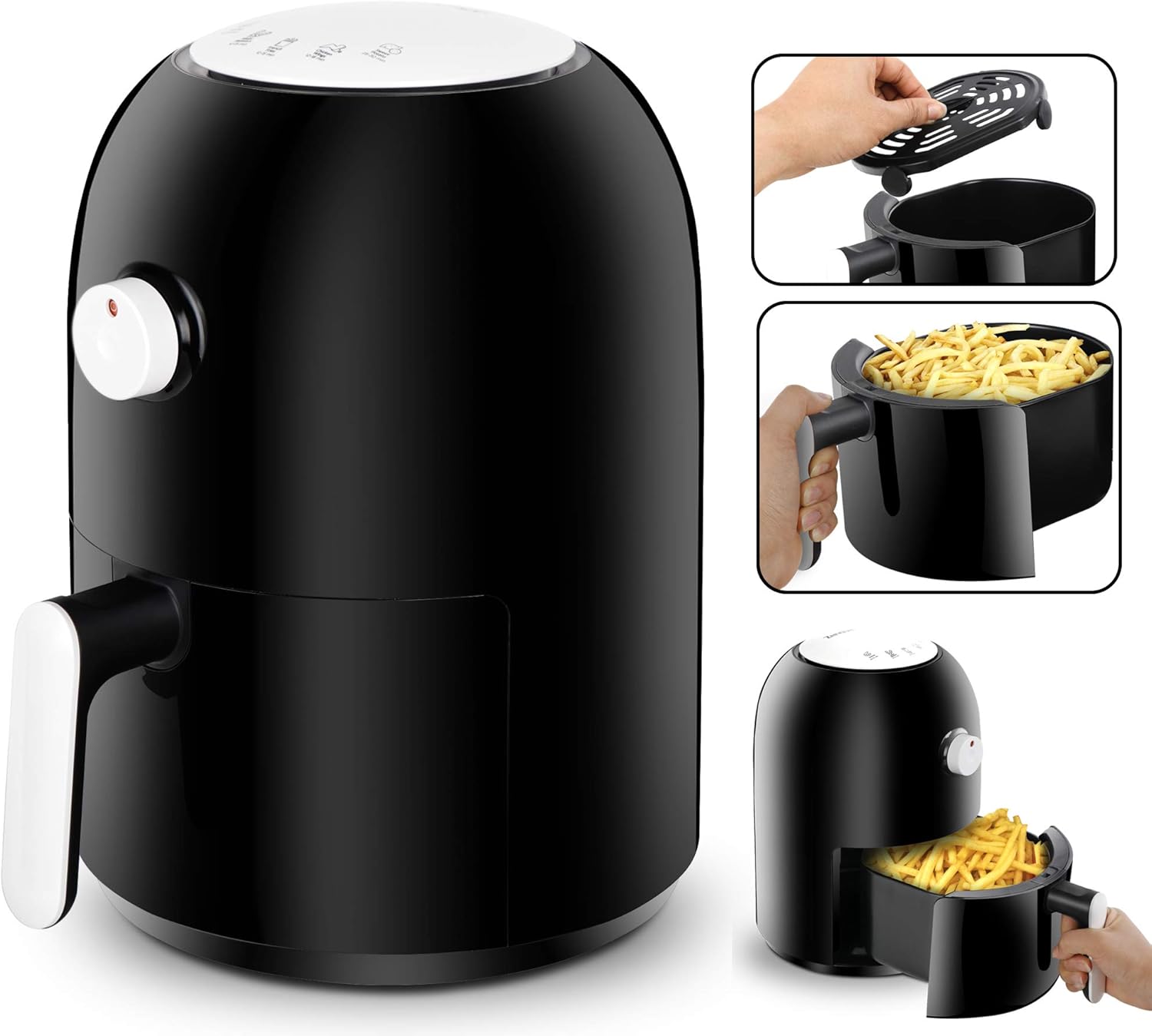 Amazon Com Zenchef 2 2qt Digital Air Fryer Oven W Led Display Control Oil Less Hot Airfryer Cooking Preset Preheat Function Non Stick Basket Etl Certified 2 2qt Kitchen Dining