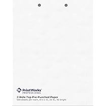 PrintWorks Professional 2 Hole Punch Top Paper - Pre-Punched for