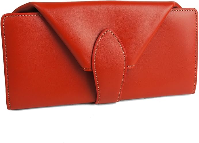 Amazon イーモノ E Mono 長財布 レディース ギャルソン財布 牛革 本革 大容量 オープンボックス小銭入れ 財布 オリジナル オープンポケット ギャルソンウォレット カジュアル フォーマル エレガント ロングウォレット ユニセックス オレンジ E Mono イーモノ