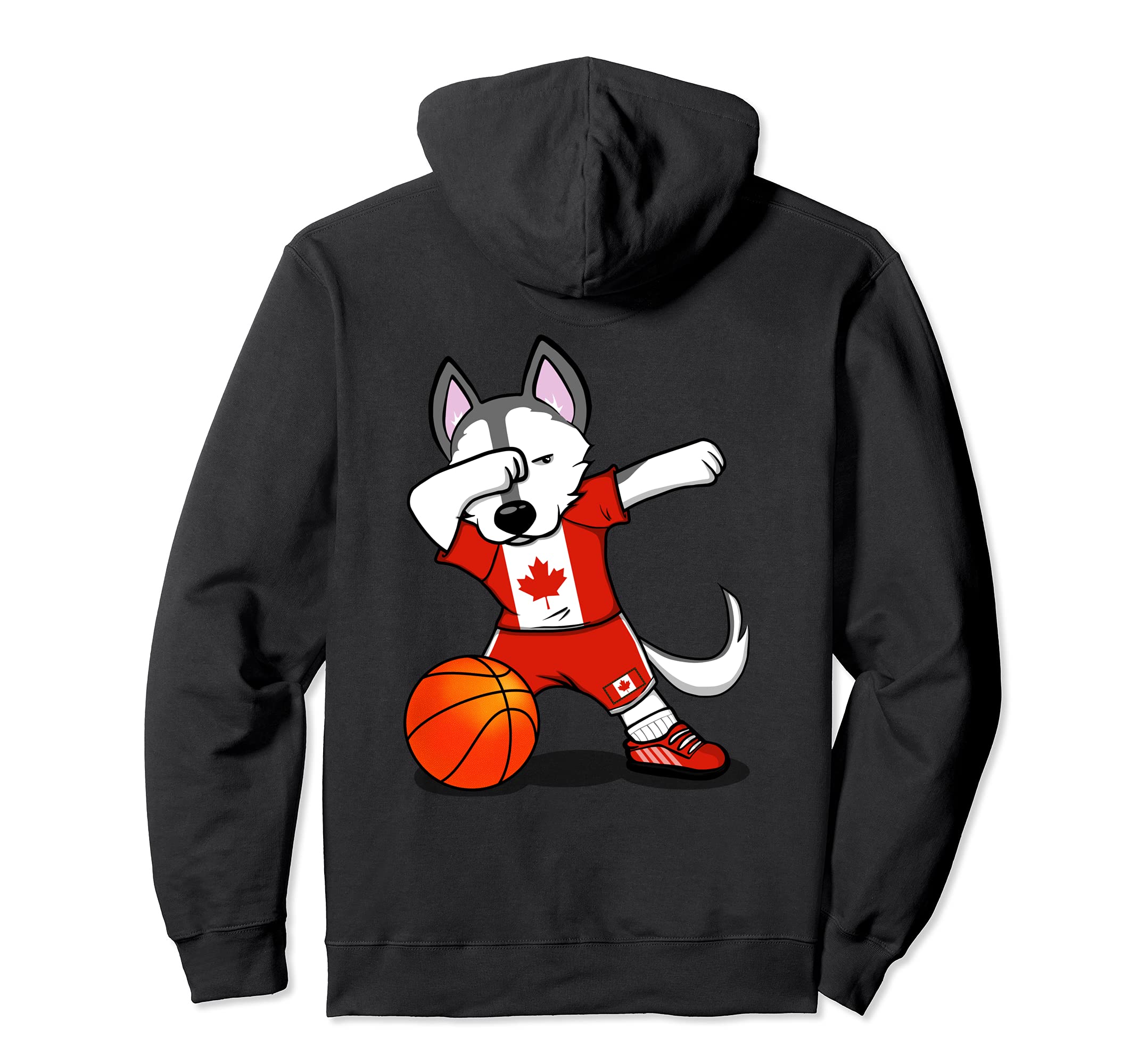 Dabbing Husky Canada Basketball Fans Jersey Canadian Flag Pullover Hoodie