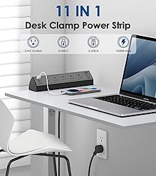 Jgstkcity Desk Clamp Power Strip USB C,40W Total