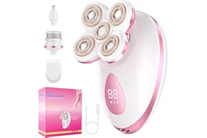 BAZIVVE Electric Razors for Women - Painless Body Shavers for Sensitive Skin - 4 in 1 Cordless Lady Trimmer for Women's Leg, Bikini and Face - Waterproof Wet/Dry Hair Remover Kit, Rechargeable, Pink