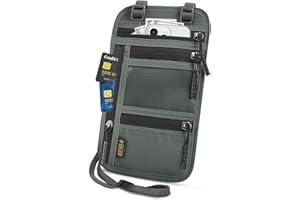 TOPBAG Travel Essentials Passport Holder Slim, Rfid Blocking Travel Wallet for Women and Men, Anti Theft Travel Document Organizer with Adjustable Strap, Neck Money Pouch to Protect Your Information