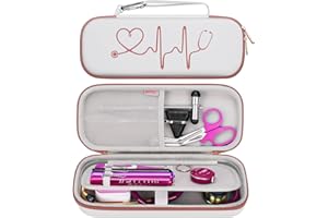 BOVKE Stethoscope Case for 3M Littmann Classic III Monitoring, Lightweight II S.E, Cardiology IV Diagnostic, MDF Acoustica Stethoscopes, Space for Nurse Essentials and Medical Supplies, White Rosegold
