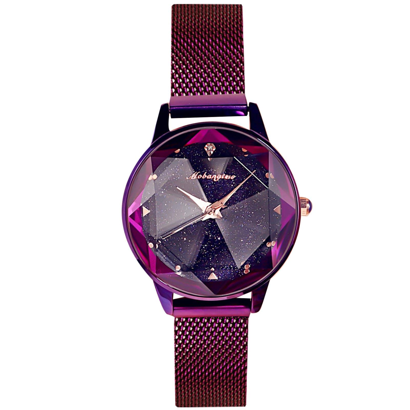 RORIOS Women's Watch Ladies Wristwatch Mesh Band Shining Starry Sky Dial Classic Dress Watch for Ladies Girls