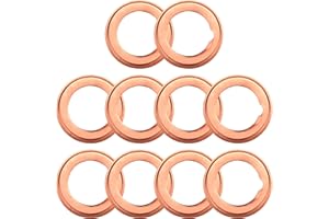 AOIT 10Pcs 11026-01M02 Oil Drain Plug Crush Washer Compatible with Niss an In finiti, 11026-JA00A Drain Plug Gasket Fit for Niss an 350z Rogue In finiti G35 G37, Copper Crush Washer for Oil Change