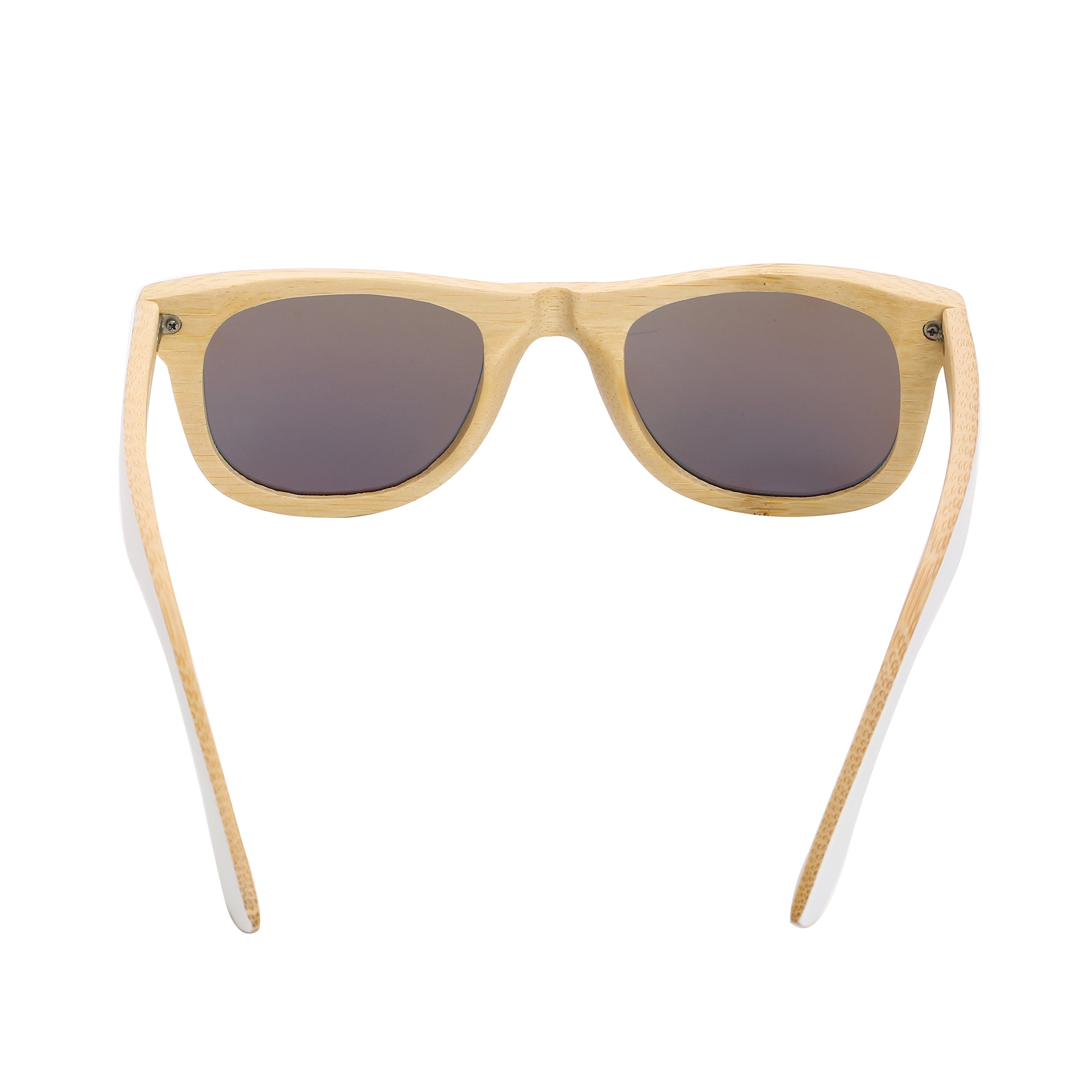 Mini Tree Wayfarer Anti-Glare Polarized Bamboo Sunglasses White Frame Vintage Eyewear Unisex WB500 (Bamboo, Ice Blue)