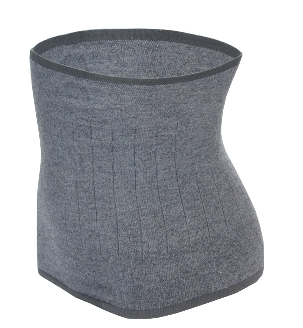 Themal Therapy Knit Kidney Warmer Abdominal Binder Stomach Lumbar Lower Back Support Brace Slim Waist Trimmer Wrap Belt Postpartum Belly Band Warm Kidney Pain Relief (Grey, M for waist girth 57-90CM)