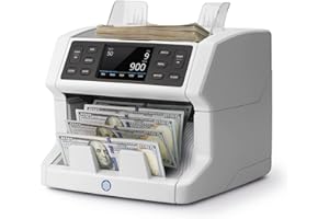 Safescan 2865-S Money Counter Machine with Counterfeit Detection, Multi-Currency, Add/Batch Modes, Touch-Screen Display, High-Speed 1,500 Bills per Minute, 7 Point Counterfeit Check, White