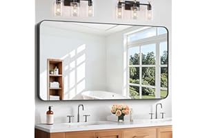 CIVENO Bathroom Mirror, 30''x55'' Black Rectangle Wall Mirror, Metal Frame Rounded Corner Vanity Mirror, Large Wall Mounted M