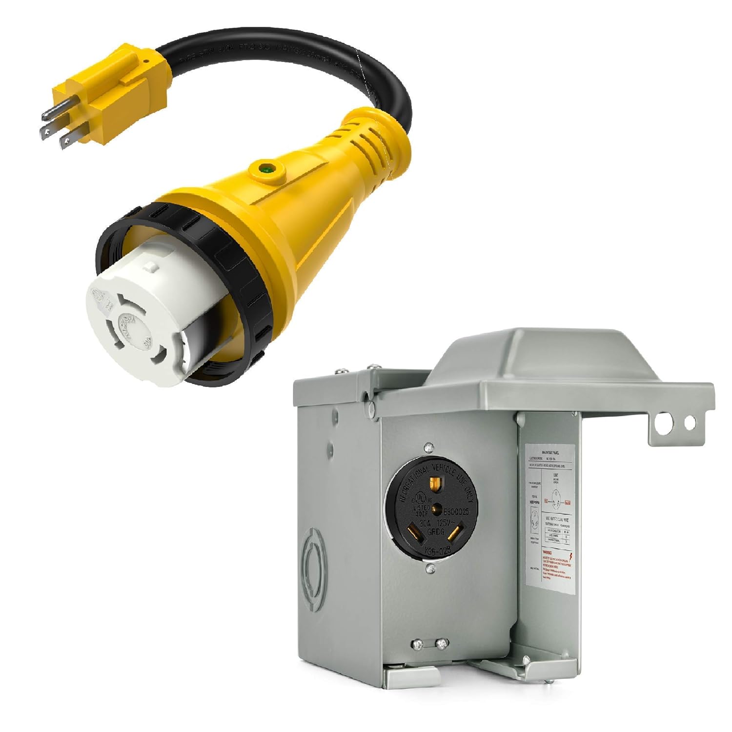 Kohree 15 Amp to 50 Amp RV Power Cord Plug Adapter 12