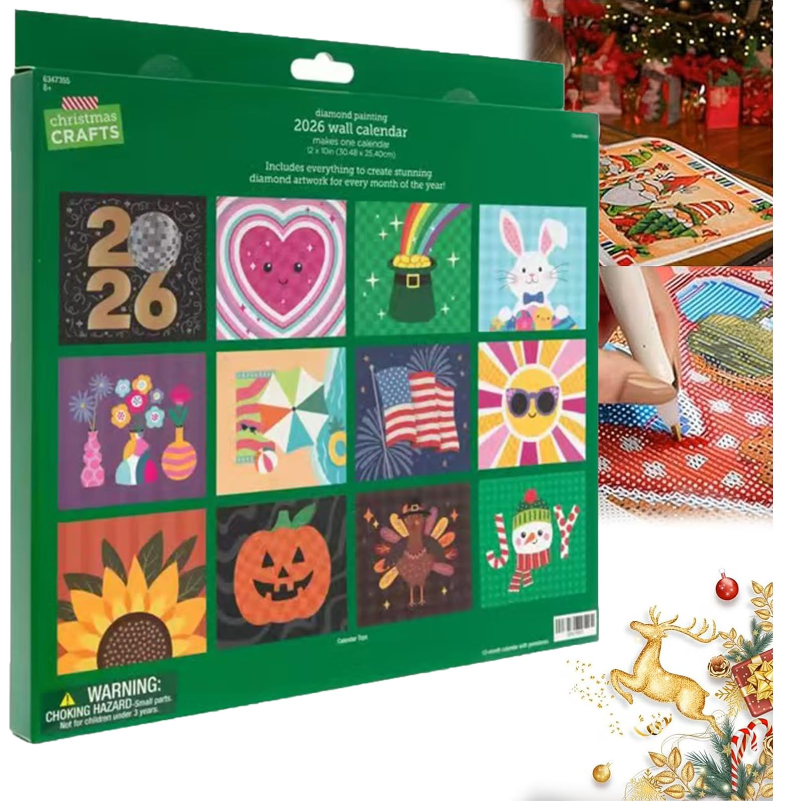 View 1 of 2026 Wall Calendar Diamond Painting Kit - DIY Diamond Art Calendar 2026, 12-Month Flip Wall Calendar with to Do List, Diamond Painting Calendars 2026 for Home Office Decoration