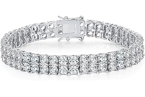 Gemsme 2 Rows Tennis Bracelets for Women Men - 18K Yellow Gold Plated 3mm Round Cut Cubic Zirconia Classic Tennis Bracelet, Size 6.5-8.5 Inch