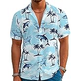 Funny Neon Hawaiian Shirt for Men Button Down Tropical Beach Aloha Shirt Summer Holiday Glow Party Outfits