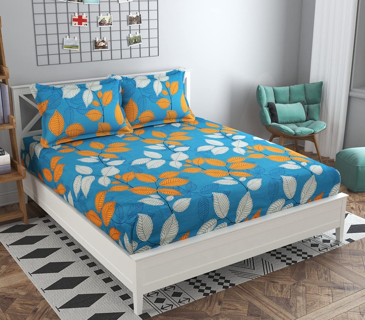 Buy Ecrites King Size Elastic Fitted 250TC Glace Cotton Double Bedsheet