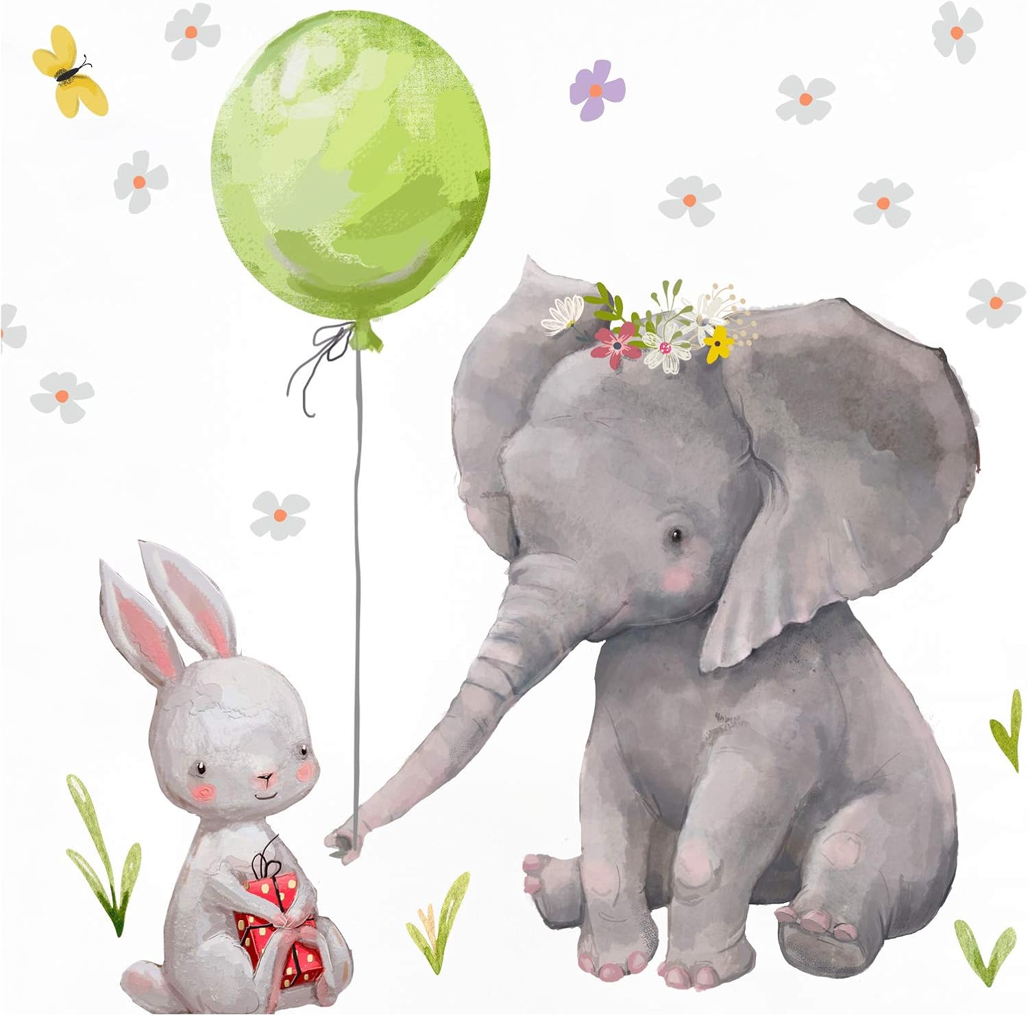 Little Deco Wandtattoo Kinderzimmer Mädchen Hase &amp; Elefant