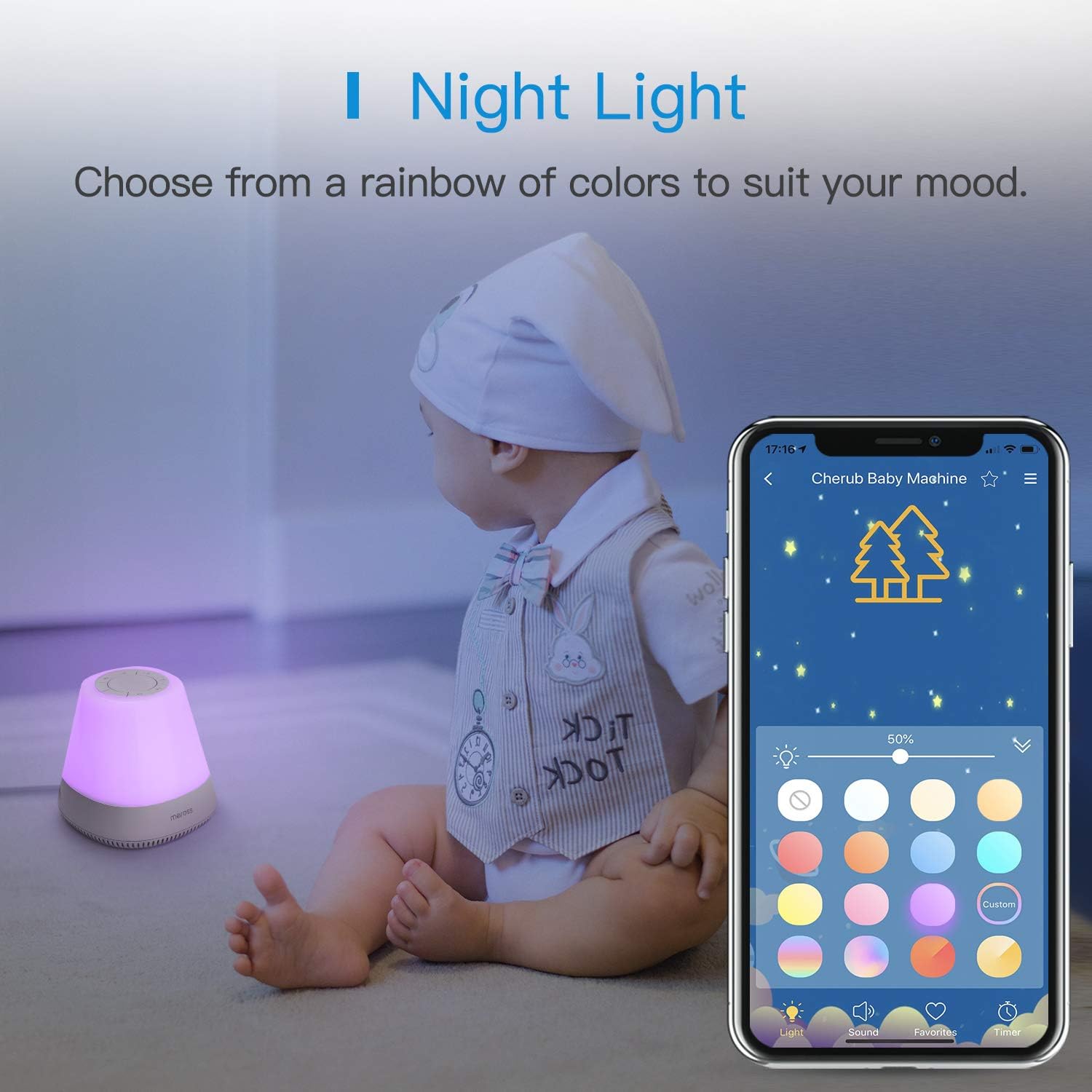 27006500K RGB Night Light for Kids Toddler Sleep Trainer APP Control