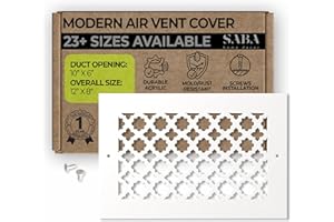 SABA Home Decor Air Vent Cover Grille - Acrylic Plexiglass 6 x 10 with Screws Duct Opening, 8 x 12 Overall White Finish Decorative Covers for Walls & Ceilings NOT for Floor USE, Venetian