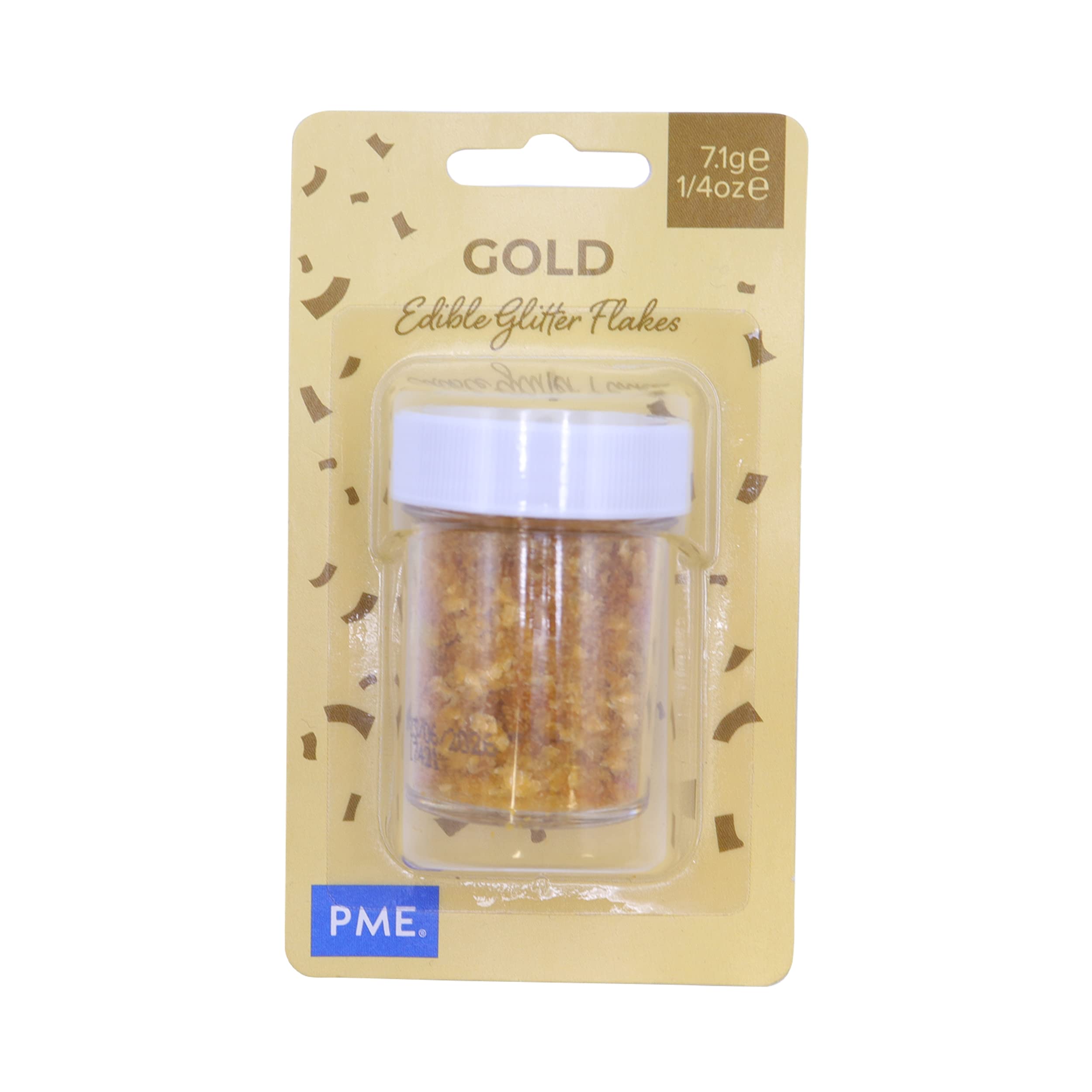 PME Gold Sparkling Glitter Flakes for Cake Decorating (7g), PACK OF 1