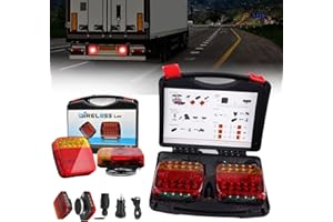 FIALAME Wireless Trailer Lights Magnetic,IP67 Waterproof Wireless LED Tail Lights for Trailer,Rechargeable Wireless Trailers Lights Kit,Towing Light Kit with Powerful Suction Base for Trucks,Boat,RV,Vehicle
