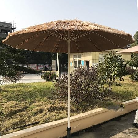 Parasol Wyzqq 8 2 Ft Hula Thatched Tiki Umbrella Hawaiian Style Beach Patio Umbrella Natural Color 8 Fiberglass Ribs Perfect For Beach Bar Patio Deck Garden Amazon Co Uk Garden Outdoors