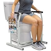 Vive Toilet Safety Rail with Arms - 300LBS Support Frame with Handles | Seniors, Elderly, Handicap &amp; Disabled - Grab Bar Handrail - Bathroom Riser Assistance Aid - Stand Alone Lifter to Help Stand
