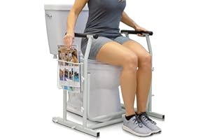 Vive Toilet Safety Rail with Arms - Toilet Support Frame w/Handles for Seniors - Grab Bar Handrail for Elderly, Handicap & Disabled - Bathroom Riser Assistance Aid - Stand Alone Lifter to Help Stand