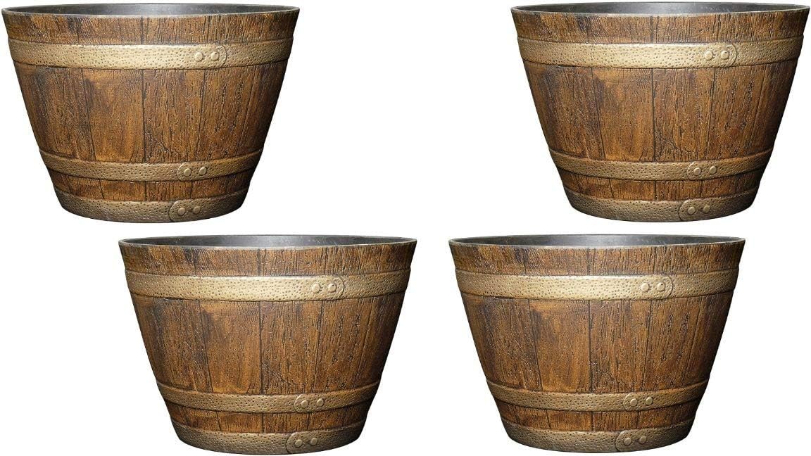 Classic Home and Garden 72 Whiskey Barrel, 15", Distressed Oak : Garden & Outdoor