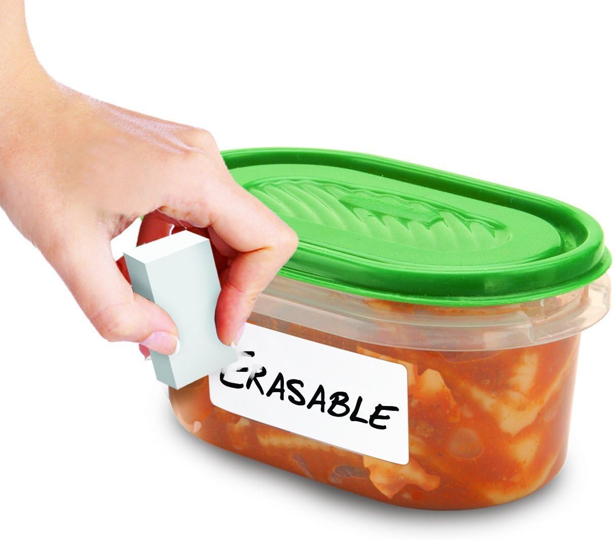 Jokari Label Once 47826 - Erasable Multi-Use Labels Starter Kit with 70 labels, Eraser and Pen, White - Image 4