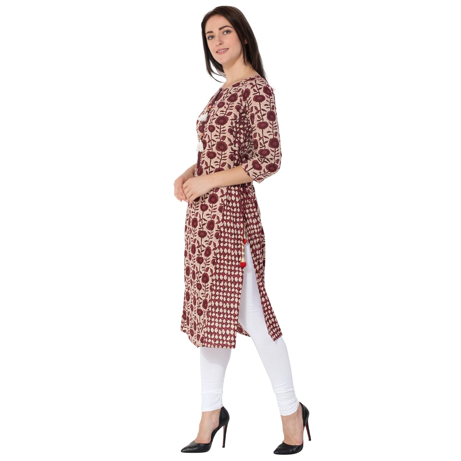 gulmohar jaipur women's cotton straight kurti (pink)
