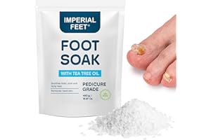 IMPERIAL FEET Epsom Salt Foot Soak w Tea Tree for Foot Bath (PEDICURE GRADE) - Toenail Repair, and Fungus Athletes Foot, Softens Calluses, Tired Feet, Nail Discoloration Foot Soak Salts, Smelly Foot Therapy16oz