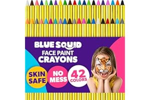 Blue Squid Face Paint Crayons for Kids - 42pcs XL Non-Toxic, Washable Body Paint Crayons - Our Face Painting Kit Makeup Sticks are Easy to Use, Safe for Sensitive Skin and Perfect for a Kids Party
