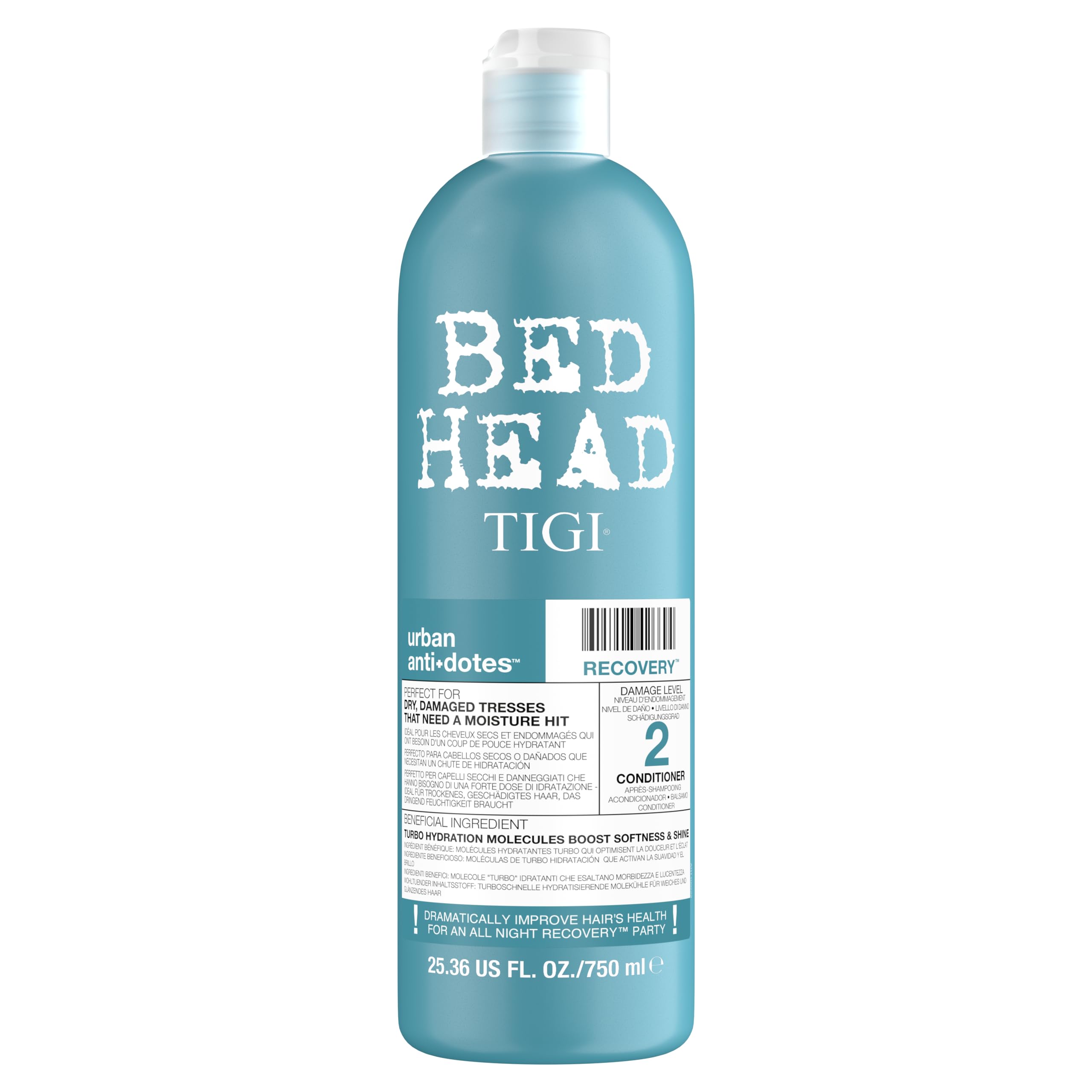 Bed Head by TIGI Urban Antidotes Recovery 750ml Conditioner – XXL Hydrating & Repairing Conditioner for Damaged, Dry & Brittle Hair, Smooths, Strengthens & Detangles for Salon-Quality Style & Shine