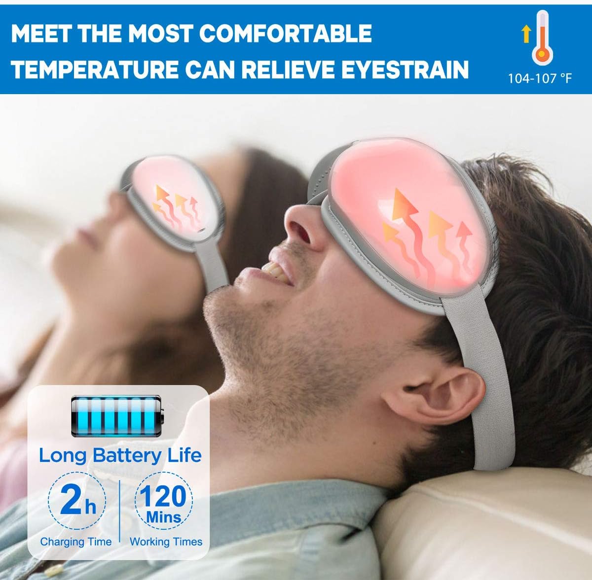 RENPHO 2.0 - Eye Massager with Remote Control & Heat, Compression Bluetooth Music Rechargeable Eye Therapy Massager for Relieve Eye Strain Dark Circles Eye Bags Dry Eye Improve Sleep (White): Health & Personal Care