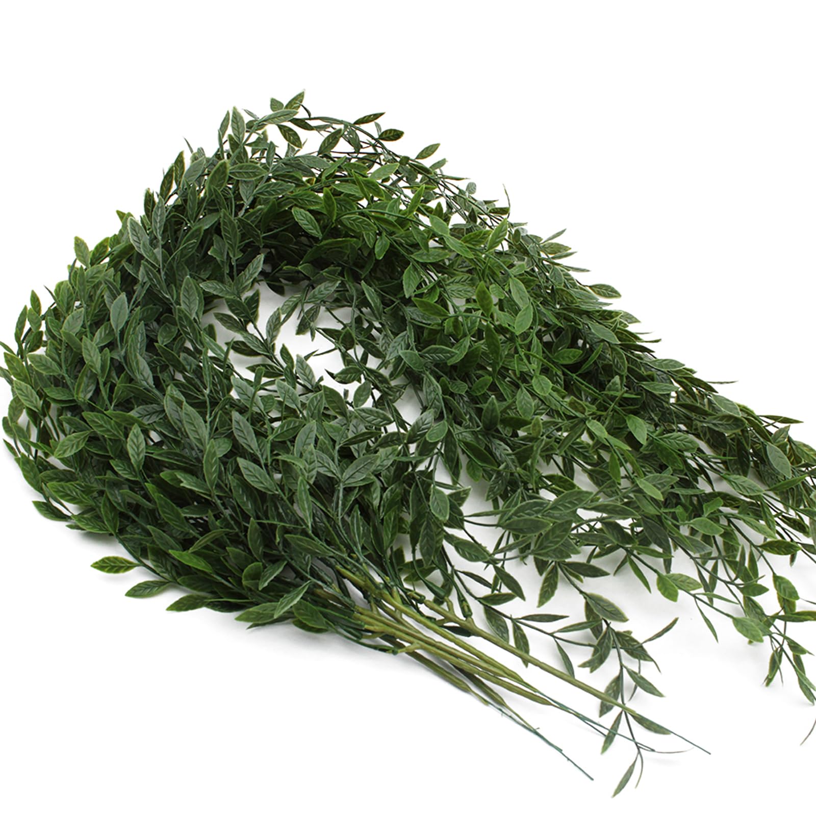 JaneYi 6 Pieces Artificial Ivy Garland Green Leaves Plastic Foliage Ivy Plant Fake Weeping Willow Vine Artificial Trailing Plant Hanging for Indoor Outside Garden Home Office Cafe Wall Trellis Decor