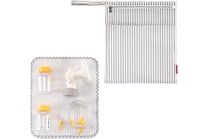 BABEYER Wet Dry Bag for Breast Pump Parts Storage, Waterproof Pump Parts Bag with Place Mat for Moms Pumping at Work-Straps