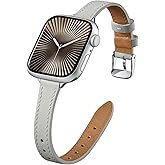 DGege Slim Leather Bands Compatible with Apple Watch Band 38mm 40mm 41mm 42mm 44mm 45mm 46mm 49mm,Top Grain Leather Watch Thin Wristband for iWatch Ultra Series 11/10/9/8/7/6/5/4/SE 3/2/1