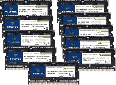 Timetec 80GB Kit 10x8GB DDR3L 1600MHz SODIMM PC3L-12800 CL11 1.35V