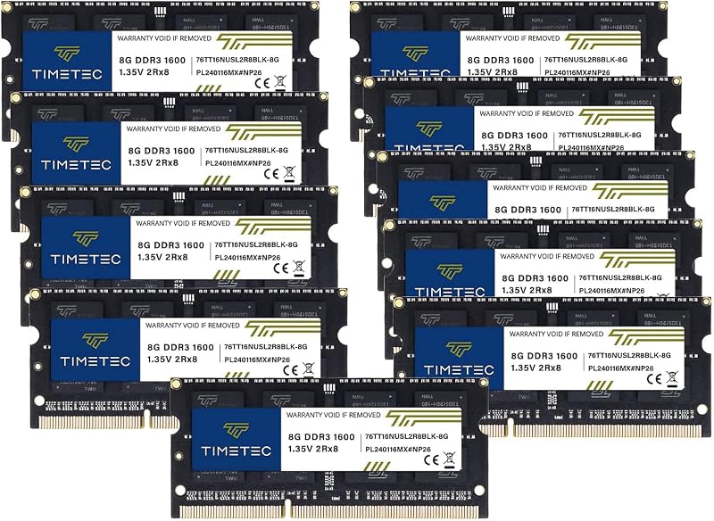 Timetec 80GB Kit 10x8GB DDR3L 1600MHz SODIMM PC3L-12800 CL11 1.35V