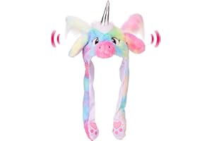 Cuteoy Unicorn Hat Animal Plush Ears Moving Jumping Dress Up Cosplay Party for Kids Gifts