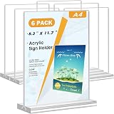 Flow fire A4 Acrylic Sign Holder 6 Pack T-Shape Menu Display Stand