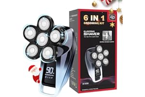 FEZIHEGH Head Shavers for Bald Men,6 in 1 Electric Razor Waterproof Bald Head Shavers for Men Electric Mens Head Shaver with Nose Trimmer, Cordless Shaving Machine for Face Beard Scalp Body Hair Wet Dry Use