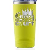 Onebttl Tennis Gifts for Queen, Fuzzy Flurry Themed 20 oz Stainless Steel Tumbler, Novelty Gift for Players, Coaches - Queen of Court,