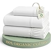 LANE LINEN Twin XL Sheets 100% Organic Cotton 3pc Percale Cooling - White | GOTS Certified Organic Cotton Percale Twin XL Sheet Set - Naturally Cooling &amp; Lightweight